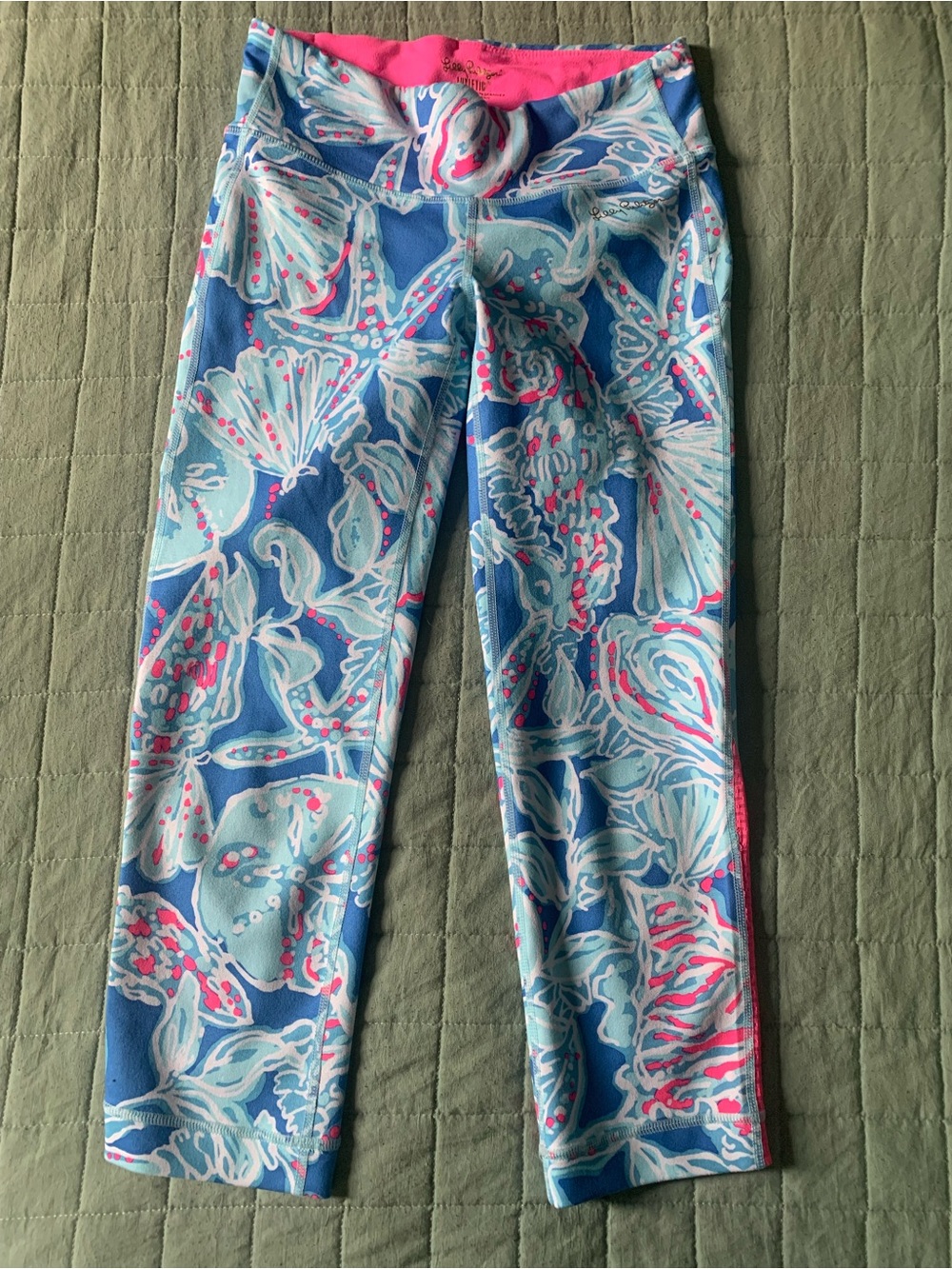 Lilly Pulitzer Pink & Blue Striped Capri Leggings